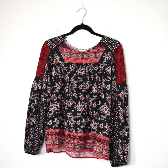 Knox Rose Black and Red Floral Blouse - Picture 3 of 16